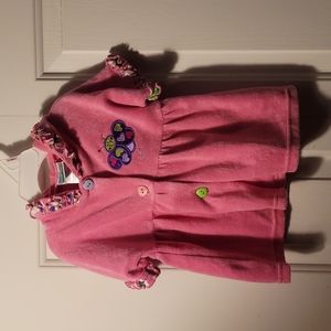 Girls 12 months pink button up swim towel robe with hood